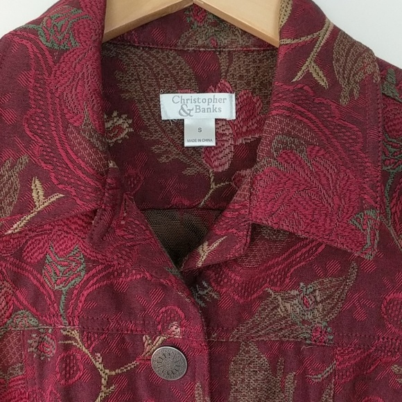 Christopher & Banks red embroider jacket - Picture 3 of 6